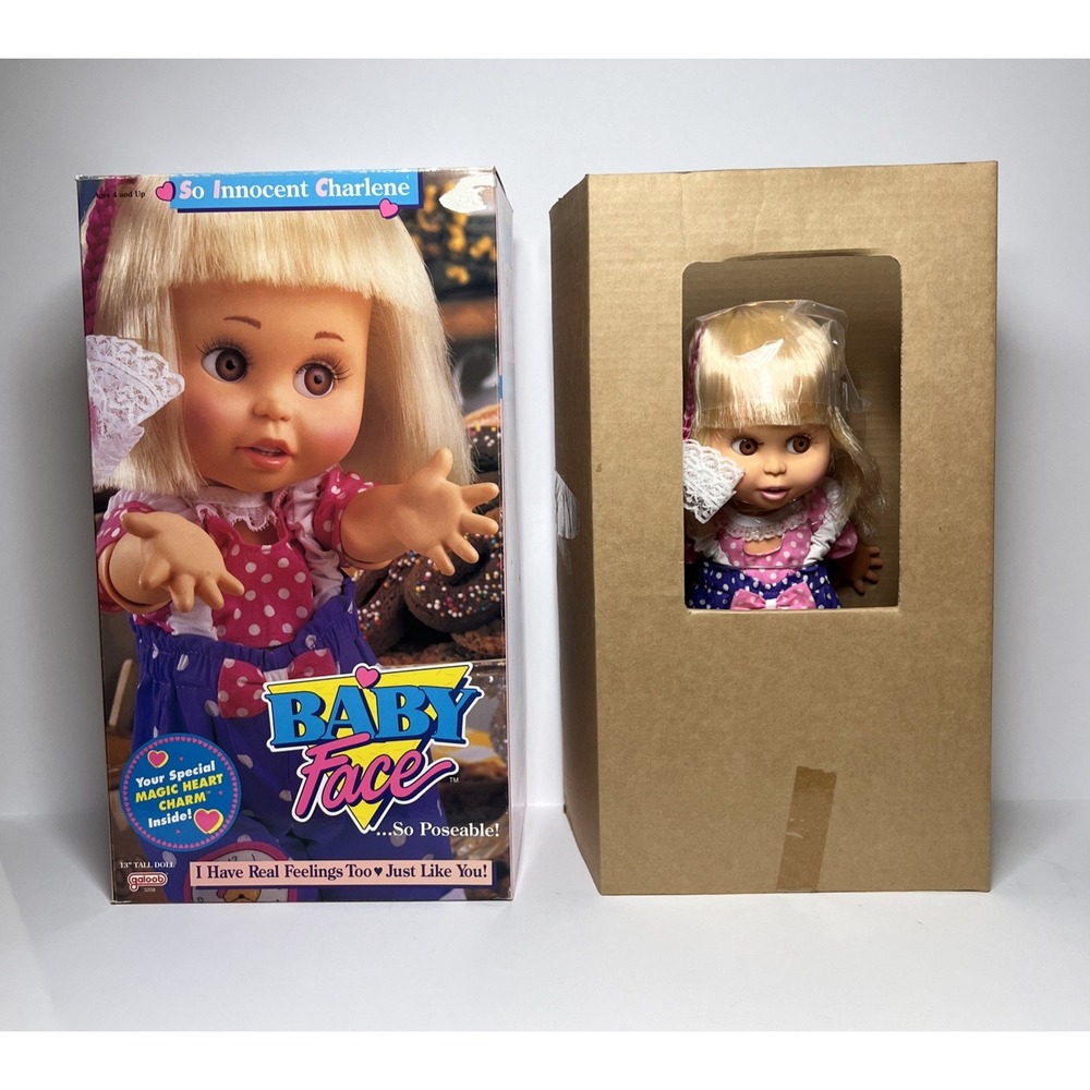 Vintage 1990 Galoob Baby Face So Innocent Charlene #7 NIOB HTF Blonde Pink Hair
